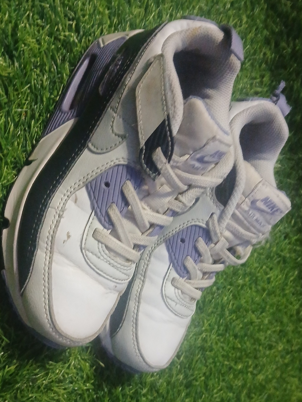 Nike Kids White Gray Black with Lavender Accent Sneakers